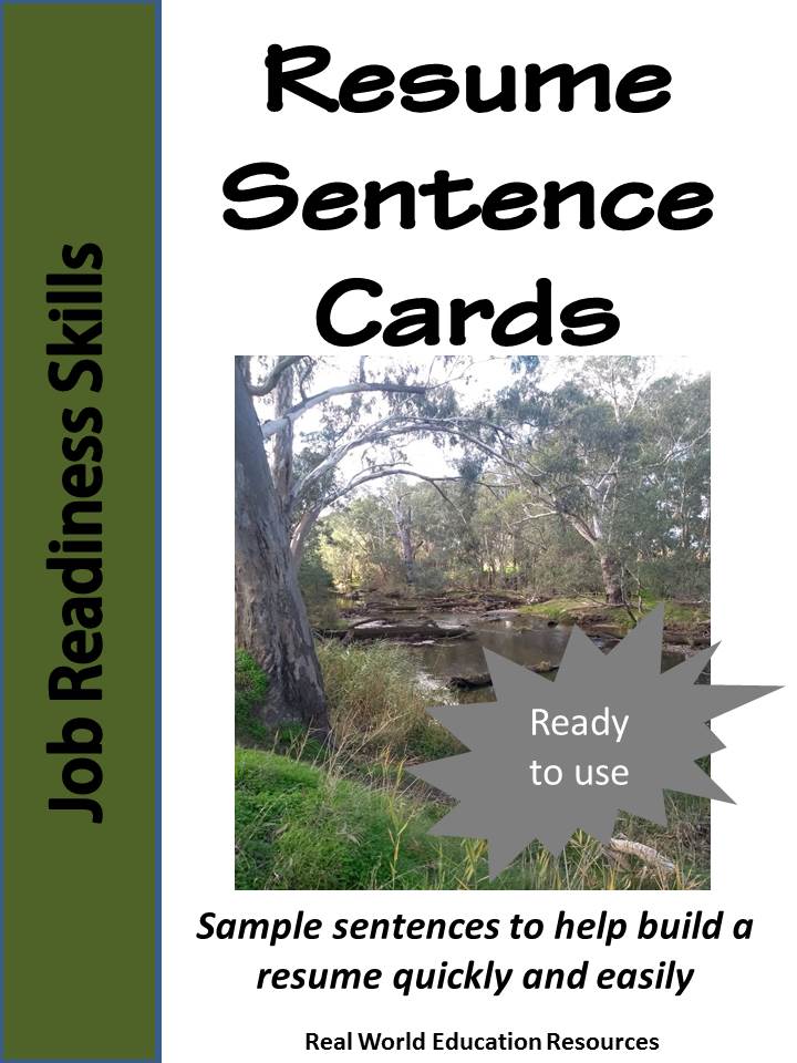 Resume Sample Sentences Activity Pack for Teens — EducationHQ