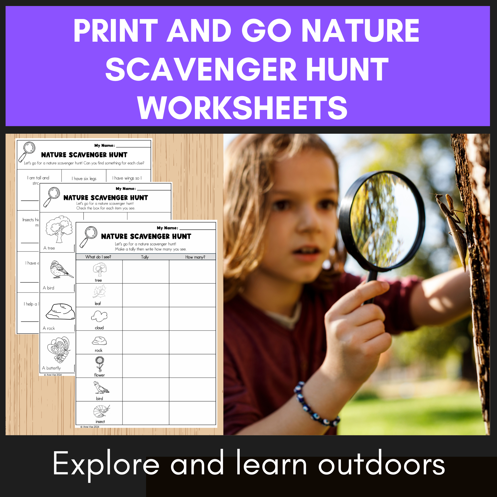 Nature outdoor math scavenger hunts with 2D shapes 1st to 3rd grade ...